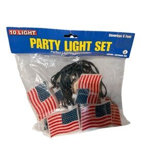 Vintage Festive Party Lights American Flags America's 250th Birthday 6 Feet New